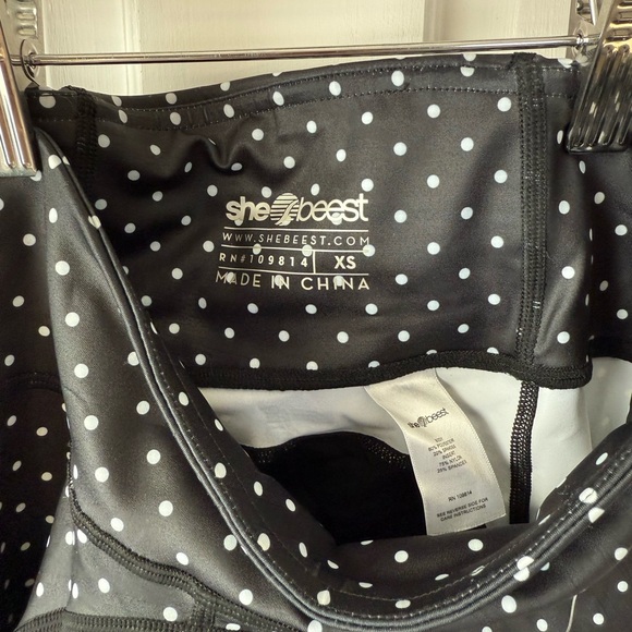 Shebeest Black and White Polka Dot Padded Cycling Shorts - Picture 3 of 4